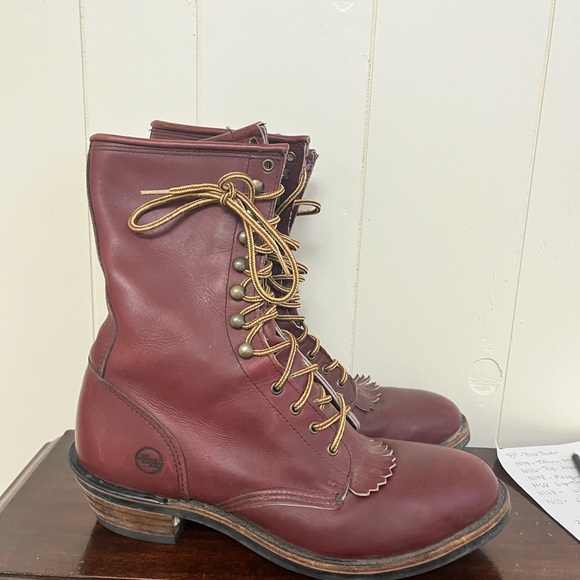 VTG double HH Packer High Lace Logger Leather Kiltie Work Boot Men’s Red - Picture 1 of 9